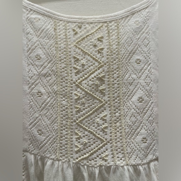 Free People Women’s Cropped Top White Beaded Boxed Relaxed Fit Size 8 - Picture 5 of 7